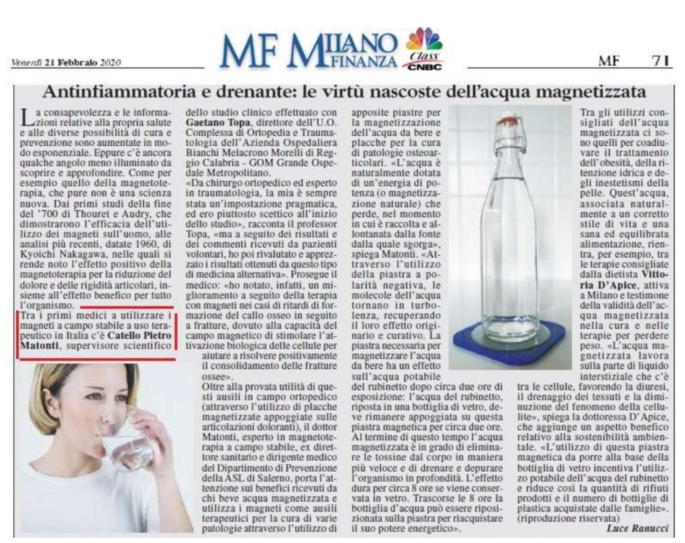 rivista Milano Finanza Acqua Magnetizzata