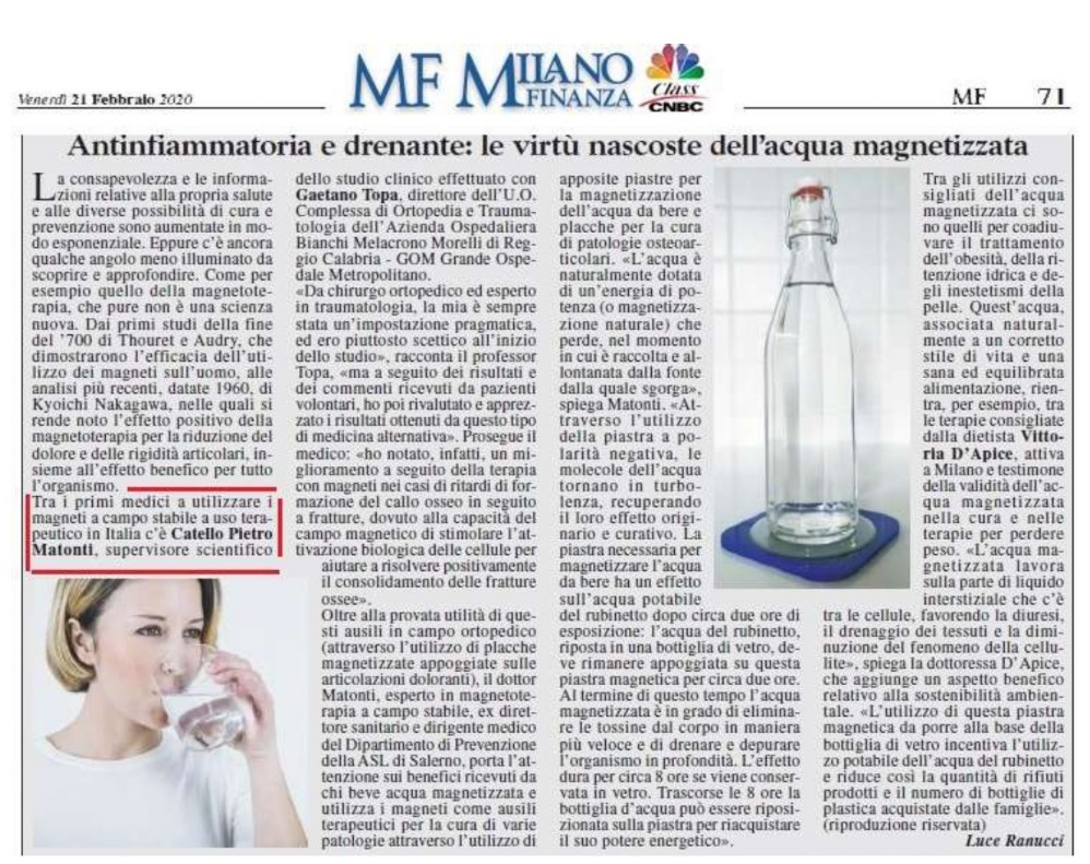acqua magnetizzata rivista salute