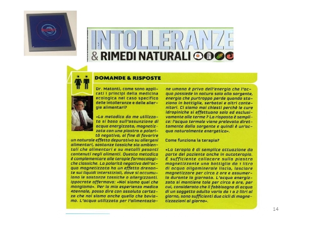 acqua magnetizzata rivista medica 