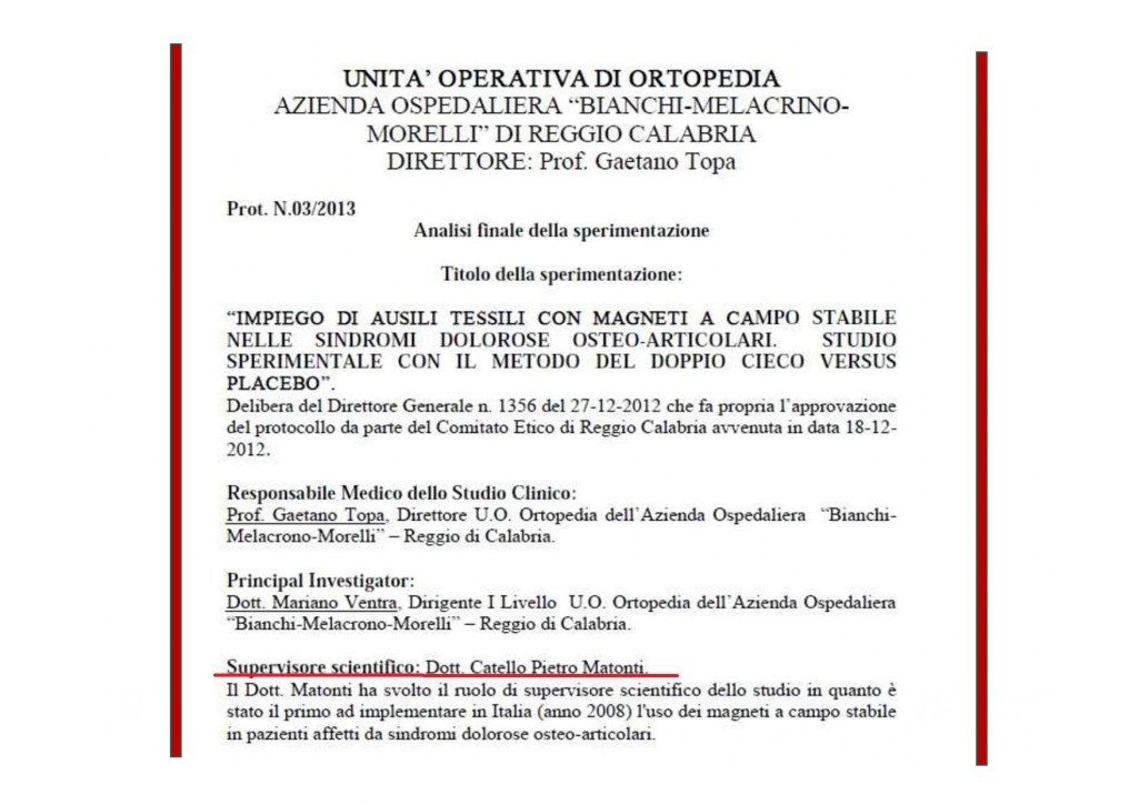 sperimentazione clinica magnetoterapia a campo stabile sperimentazione clinica
